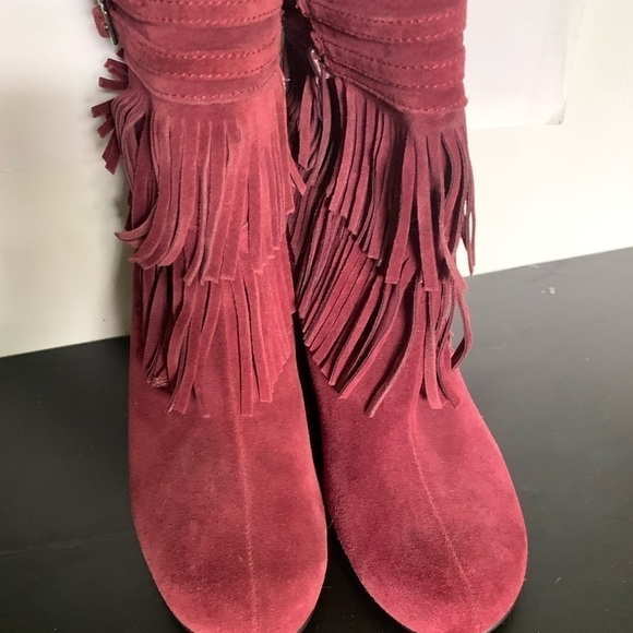 RUFFLED fringe suede wedge zipper bootie - Picture 4 of 6